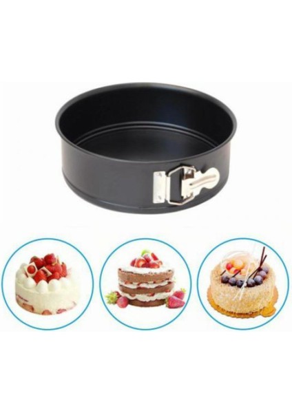 18 cm yuvarlak kelepçeli kek kalıbı, çıkabilen alt, Teflon, siyah, 1 parça