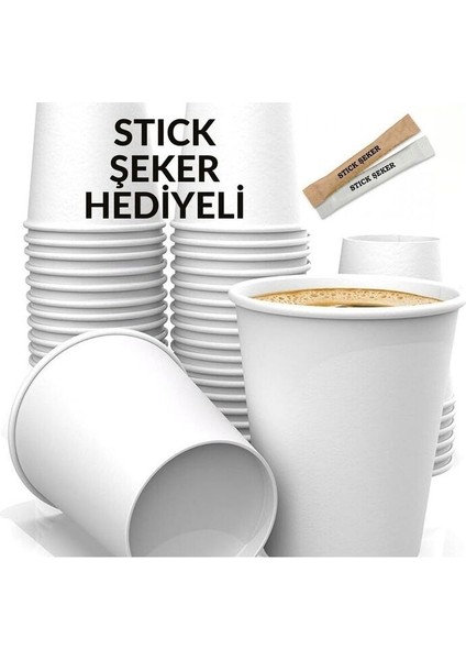Beyaz 7 Oz Karton Bardak 100 Adet, Kağıt Çay Bardağı, Dayanıklı ve Pratik Kullanım
