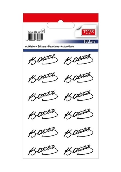 Tanex Atatürk Imza-2 Sticker 2 Sayfa BYRK-110 - 6 Adet