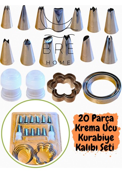 20 Parça Metal Duylu Kurabiye Kalıbı Pasta Kek Süsleme Seti