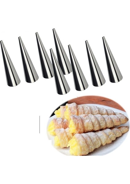 12cm Boy Narkalıp Külah Tatlısı Kalıbı, 10 adet, paslanmaz çelik, şık ve kullanışlı.