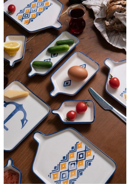Marmaris Desenli Stackable 6 Kişilik Kahvaltı Tabak Seti