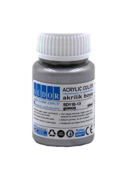 Metalik Akrilik Boya 40ML Gümüş - 3 Adet