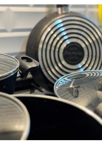 7 Parça Chef Siyah Granit Tencere Tava Seti