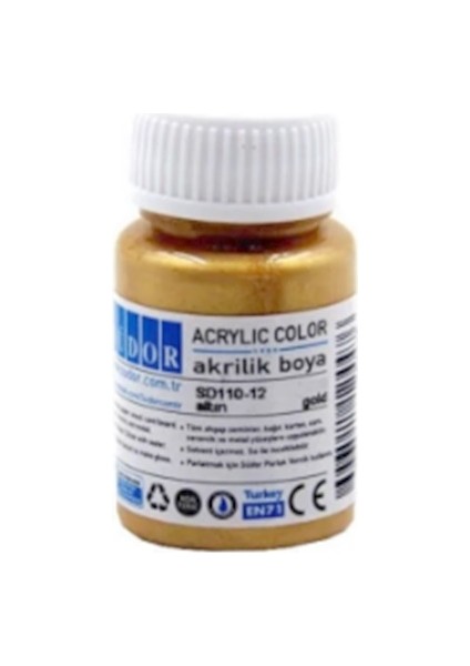 Metalik Akrilik Boya 40ML Altın - 3 Adet