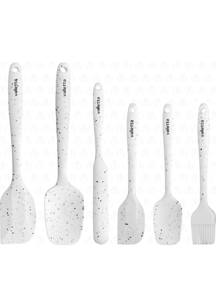 Yüksek Sıcaklığa Dayanıklı 6'lı Silikon Spatula Seti, BPA Free, Beyaz Noktalı fiyatları