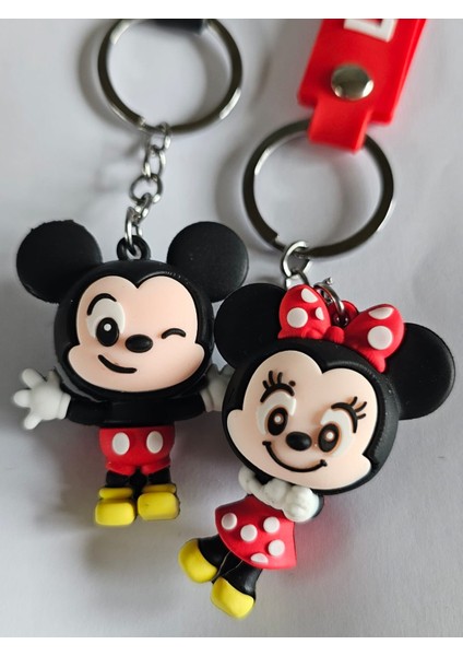 Mickey ve Minnie Silikon Çift Anahtarlığı ve Çanta Aksesuarı