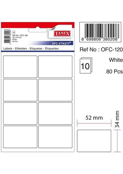 Etiket OFC-120 10LU - 2 Paket