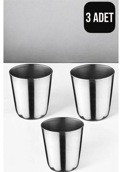 ( 3 Adet ) Paslanmaz Çelik Konik Bardak | Metal Bardak Piknik Kamp Bardağı