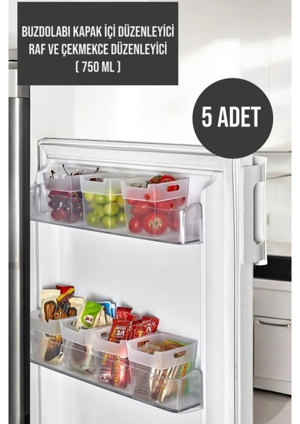 ( 5 Adet ) Buzdolabı Kapak Içi Düzenleyici Organizer - Banyo Düzenleyici, Mini Kutu 750ML
