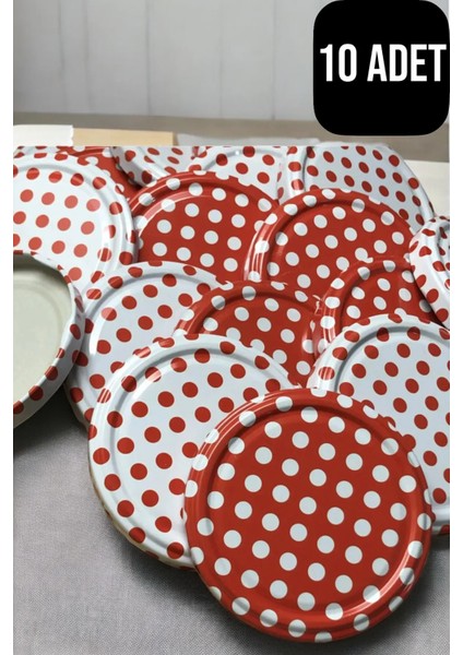 10 Adet Puantiyeli Metal Kavanoz Kapağı - Standart Konserve, Kavanoz Kapağı