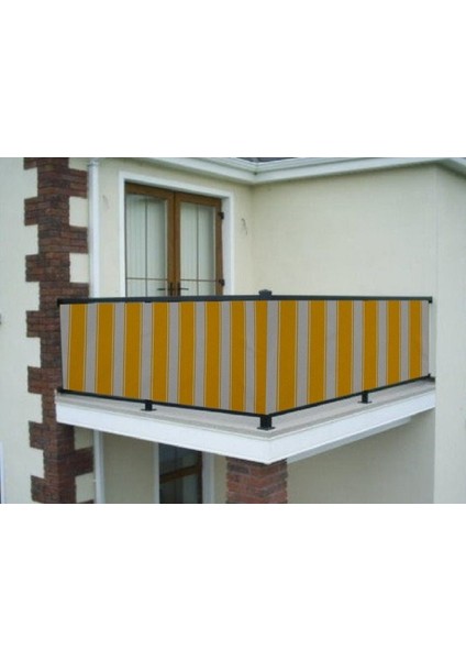 Balkon Demir Perdesi Bağcıklı Sarı Kalın Çizgili 500 x 80