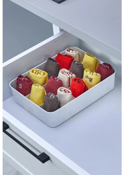 ( 2 Adet ) Şık 15 Bölmeli Düzenleyici | Çekmece Içi Çorap Takı Kravat Çok Amaçlı Düzenleyici