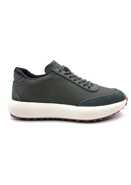 M21257 Deri Erkek Haki Yeşil Sneaker Ayakkabı