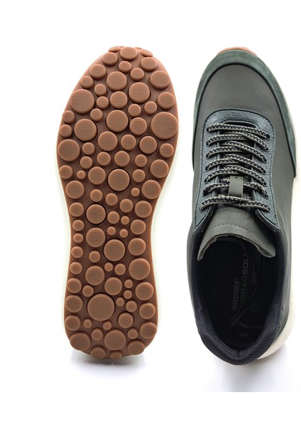 M21257 Deri Erkek Haki Yeşil Sneaker Ayakkabı