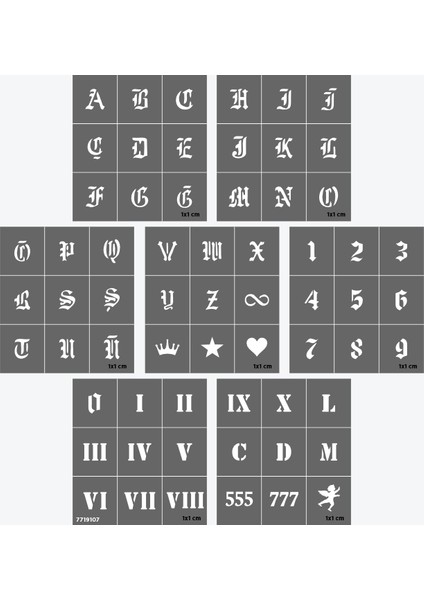 ABC&123 Gotik Font Dövme Şablon Seti fırsatları