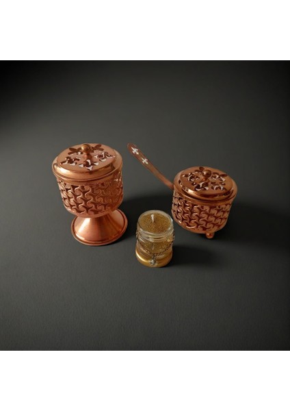 2 Adet Bronz Renk Şık Tasarımlı Metal Tütsü & Buhurdanlık Seti (Simli Mum Hediyeli) Mod8 fırsatları