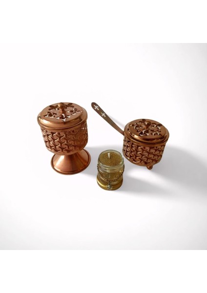 2 Adet Bronz Renk Şık Tasarımlı Metal Tütsü & Buhurdanlık Seti (Simli Mum Hediyeli) Mod8 indirimleri