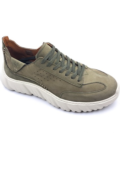 M21337 Hakiki Nubuk Deri Boost Foam Yüksek Taban Haki Yeşil Erkek Günlük Sneaker Ayakkabı