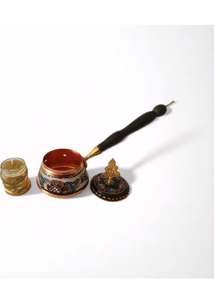 1 Adet Bronz Renk Şık Tasarımlı Metal Tütsü & Buhurdanlık (Simli Mum Hediyeli) MOD16