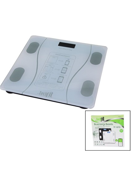 Bluetooth -Vücut Analizli Dijital Baskül Terazi 180KG/50G Yağ -Su -Kas Oran -Bmı -Oda ℃ TF-1075 (4741)