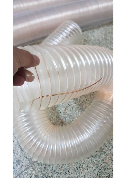 Poliüretan Bakır Telli Şeffaf Toz Talaş Emiş Hortum ( Iç Çap 52MM) ( 3mt ) Pu 070