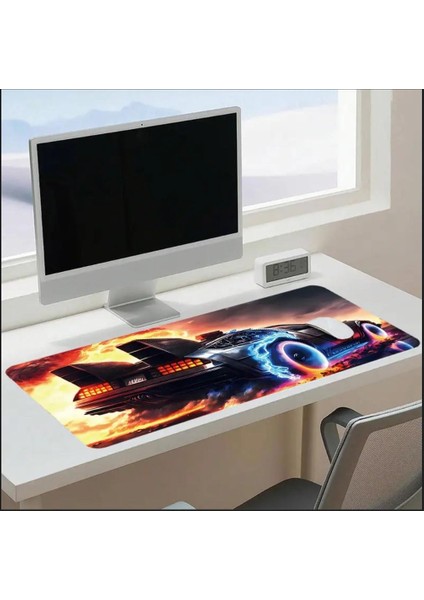 70X30 cm Neon Ateş Araba Temalı Kaydırmaz Taban Speed Yüzey Oyuncu Mouse Pad Gaming