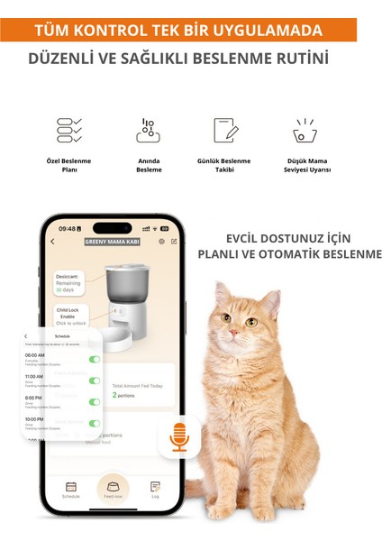 Otomatik Mama Kabı | 4 L | Kameralı | 720 P Hd | Akıllı | Kedi Köpek modelleri