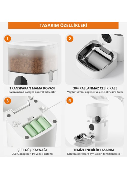 Otomatik Mama Kabı | 4 L | Wıfı | Akıllı | Kedi Köpek indirimleri