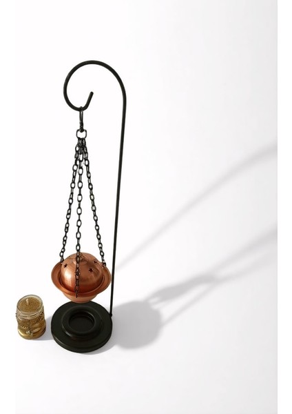 1 Adet Bronz Renk Şık Tasarımlı Zincirli Metal Tütsü & Buhurdanlık (Simli Mum Hediyeli) MOD14 modelleri