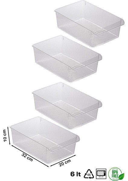 4lü 6 Litre Dolap Içi ve Buzdolabı Içi Düzenleyici Banyo Mutfak Organizeri 20X32X7 cm fiyatları