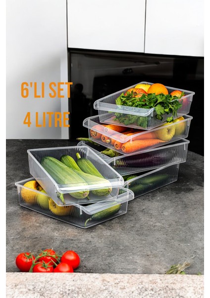 6'lı 4 Litre Dolap Içi ve Buzdolabı Içi Düzenleyici Banyo Mutfak Organizeri 20X32X7 cm