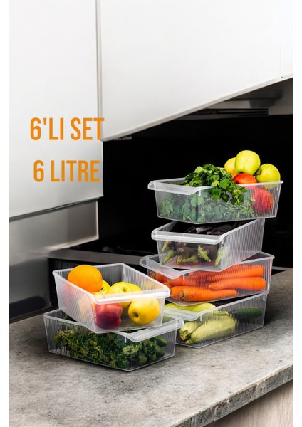 6'lı 6 Litre Dolap Içi ve Buzdolabı Içi Düzenleyici Banyo Mutfak Organizeri 20X32X7 cm