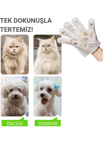 Eldiven Islak Mendil Yüz Göz Kulak Ağız Pati Arka Bölge Temizliği Kedi Köpek 20 Adet