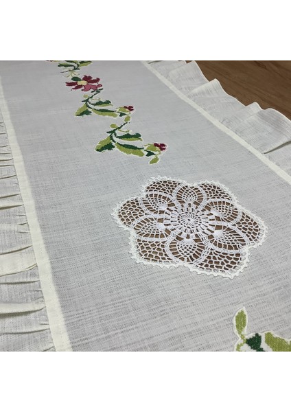 Kaneviçeli & Fırfırlı& El Dantelli Runner- 40 * 130 cm fırsatları