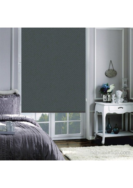 Blackout Karartma Zebra Stor Güneşlik Polyester Perde Koyu Gri BP117