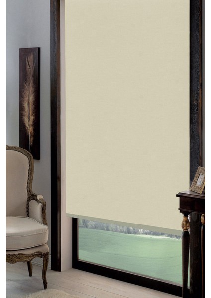 Blackout Karartma Zebra Stor Güneşlik Polyester Perde Koyu Krem BP104