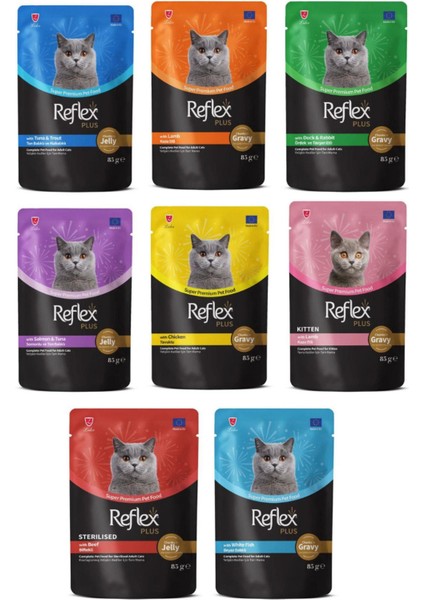 Karışık Soslu Kedi Yaş Maması Kedi Pouch 85 gr - 8 Adet