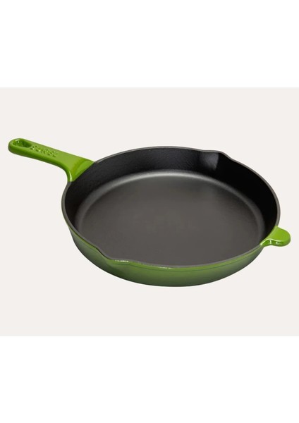 Çap 27CM Yuvarlak Düz Kızartma Tava Degrade Koyu Yeşil Demir Döküm Yerli Ağır Genişlik 42CM 1 Adet