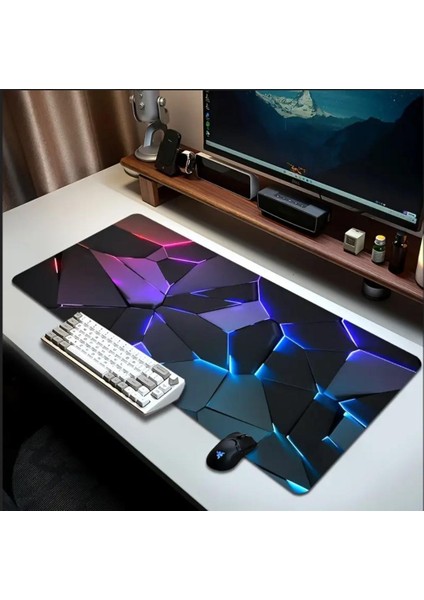 70X30 cm Geometrik Patlama Temalı Kaydırmaz Taban Speed Yüzey Oyuncu Mouse Pad Gaming