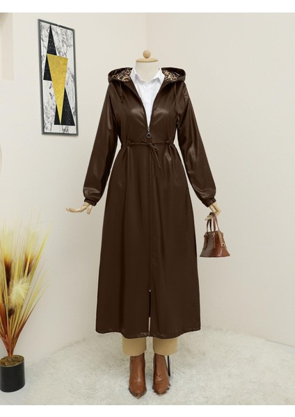 Tünel Bağcıklı Kapşonlu Uzun Deri Kap fiyatları