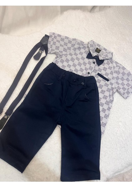 Erkek Çocuk Papyonlu Askılı Gömlekli Takım