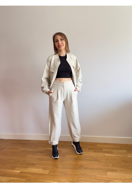 Casual Bomber Ceketli Premium Taş Rengi Takım fiyatları