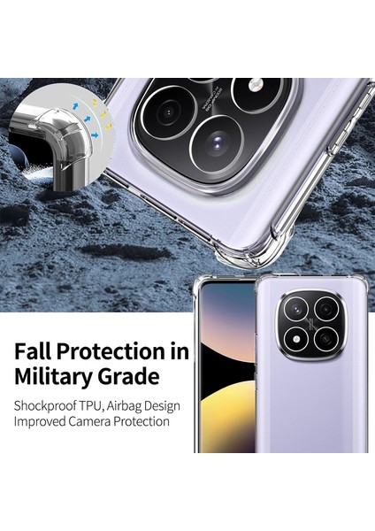 Xiaomi Redmi Note 14 Pro 4g Kılıf Köşe Korumalı Darbeye Dayanıklı Antişok Şeffaf Silikon Pc Kapak