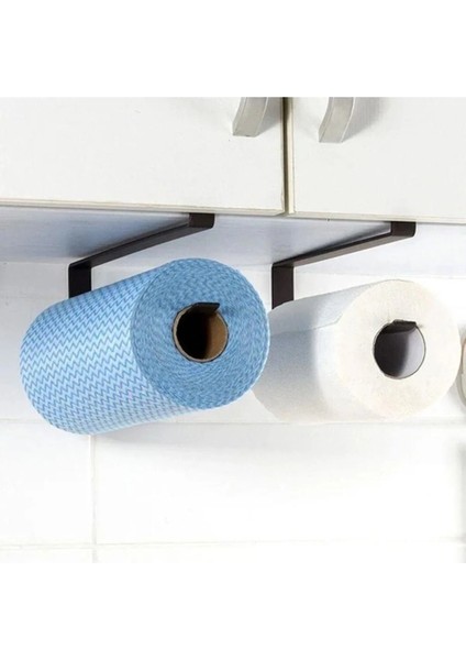 Raf Altı Kağıt Havluluk | Siyah Raf Altı Fincanlık Portatif Dolap Altı Bardak Fincan Askısı- Siyah