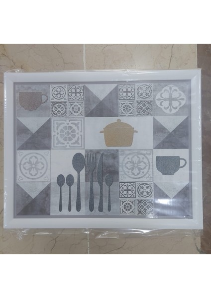 Natura Kraft Butik Tasarım Minderli Desenli Keyif Tepsi Kahvaltı Kolay Kullanım
