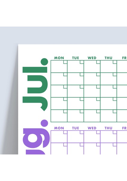 Tarihsiz Üç Aylık Duvar Takvimi, Zamansız Takvim, Üçüncü Çeyrek 90 Günlük Takvim, 90 Günlük Plan - 33X48CM