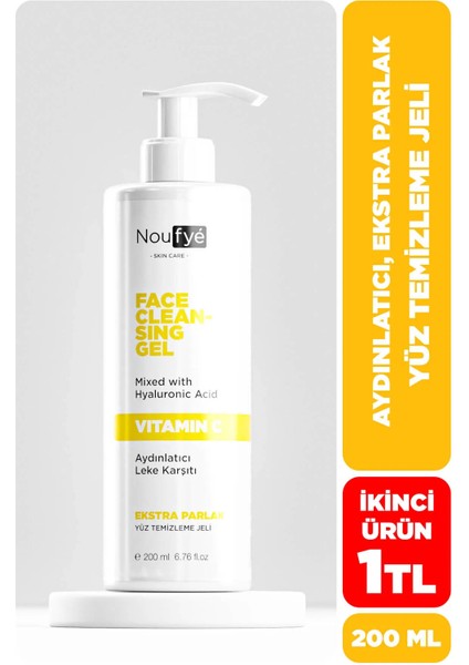 C Vitamini & Hyaluronic Acid Aydınlatıcı, Leke Karşıtı Yüz Temizleme Jeli 200 ml