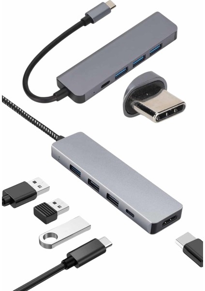 Çevirici Dönüştürücü Adaptör Macbook 3 In 1 Type-C To Hdmı USB 3.0