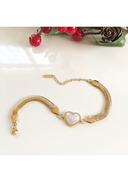 Paslanmaz Çelik Kararmaz Taş Kalpli Gold Çelik Zincir Bileklik fiyatları